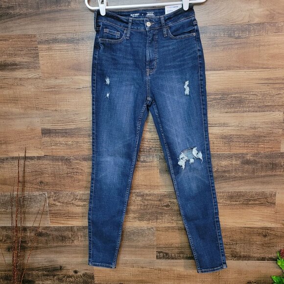 Old Navy Jeans Size 4 Rock Star Skinny 360 Stretch Extra High Rise Dark Wash NWT - Picture 1 of 11